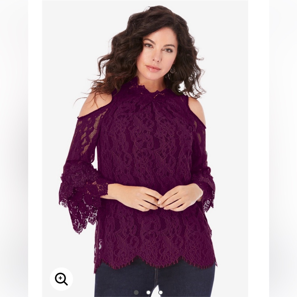 Lace Cold-Shoulder Top- 18W